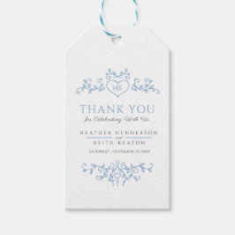 Etiqueta Para Presente O coração de Leaf arte monograma obrigado de casam