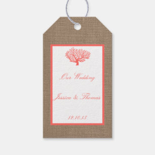 Etiqueta Para Presente O coral na coleção do casamento de praia de Boho