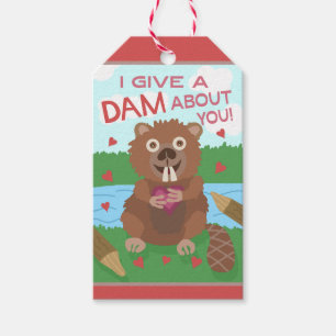 Etiqueta Para Presente O Dia de os namorados Cute Beaver dá uma barragem