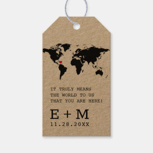 Etiqueta Para Presente O mapa do mundo da máquina de escrever da Kraft,