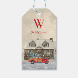 Etiqueta Para Presente O nome do seu filho Carro Vermelho de Papais noeis