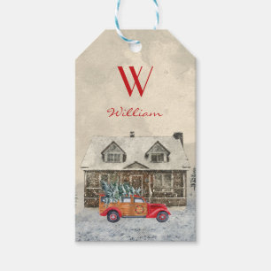Etiqueta Para Presente O nome do seu filho Carro Vermelho de Papais noeis