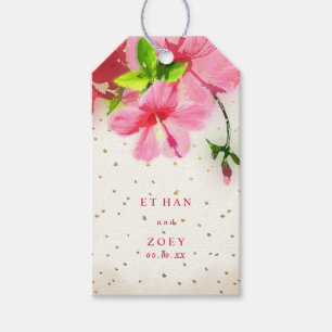 Etiqueta Para Presente O obrigado/hibiscus do Havaí rosa do PixDezines