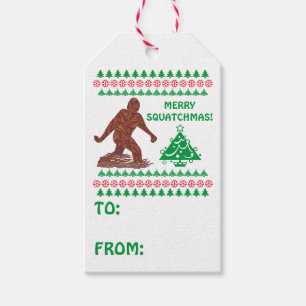 Etiqueta Para Presente O passeio de Z Bigfoot tem um Squatchmas muito