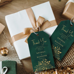 Etiqueta Para Presente Obrigada por Royal Esmeralda Verde Dourado Floral