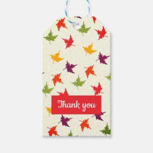 Etiqueta Para Presente Obrigado A Cair Folhas Padrão Autumn Leaf Red