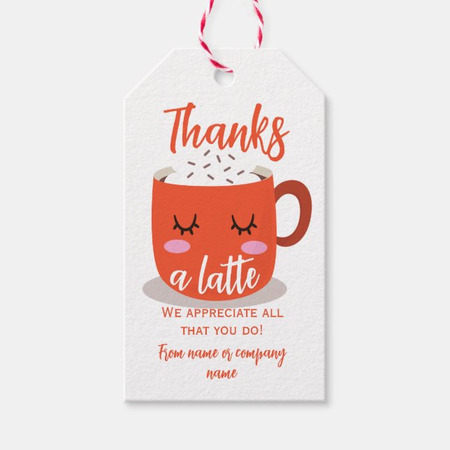Etiqueta Para Presente Obrigado A Latte Laranja (Frente)