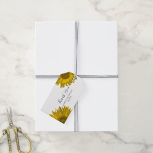 Etiqueta Para Presente Obrigado amarelo do casamento do girassol você