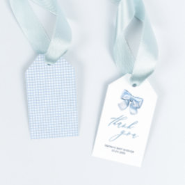 Etiqueta Para Presente Obrigado Arco Azul Elegante Clasic Gingham