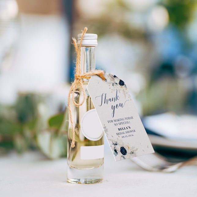 Etiqueta Para Presente Obrigado Azul Floral Branco Noiva (Criador carregado)