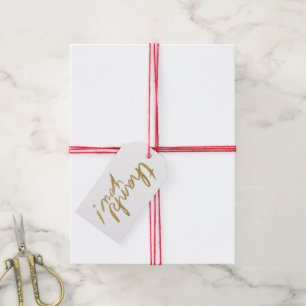 Etiqueta Para Presente Obrigado branco de Handwrite do brilho do falso