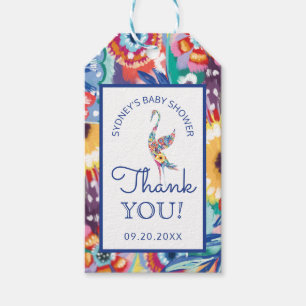 Etiqueta Para Presente Obrigado Chá Floral Botânico Stork Baby Boy
