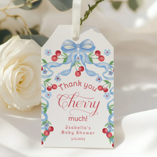 Etiqueta Para Presente Obrigado Cherry Muito arco Azul chá de fraldas