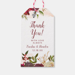 Etiqueta Para Presente Obrigado cor-de-rosa do casamento da aguarela do