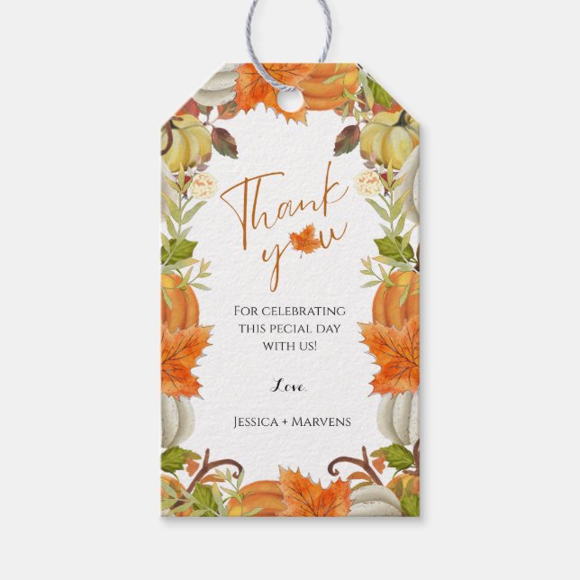 Etiqueta Para Presente Obrigado de abóbora de queda (Frente)