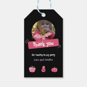 Etiqueta Para Presente Obrigado de aniversário do Dia das Bruxas Rosa e N