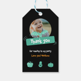 Etiqueta Para Presente Obrigado de aniversário do Dia das Bruxas Verde e