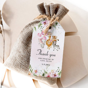 Etiqueta Para Presente Obrigado de aniversário Floral Safari você marca