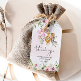 Etiqueta Para Presente Obrigado de aniversário Floral Safari você marca