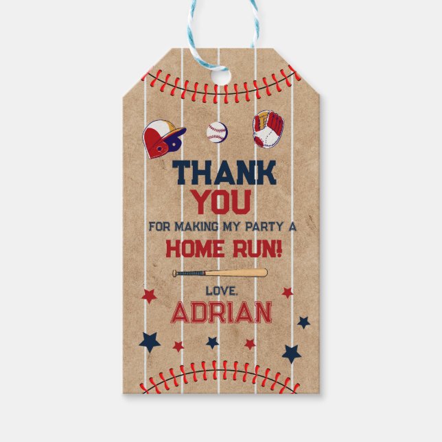 Etiqueta Para Presente Obrigado de beisebol para você Aniversário (Frente)