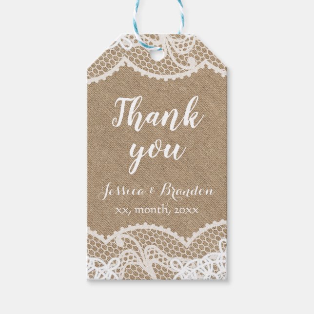 Etiqueta Para Presente obrigado de caligrafia, arromba russa e renda (Frente)