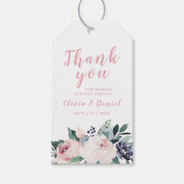 Etiqueta Para Presente Obrigado de Casamento Floral de Blush botânico flo