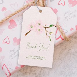 Etiqueta Para Presente Obrigado de chá de fraldas floral cor-de-rosa bril