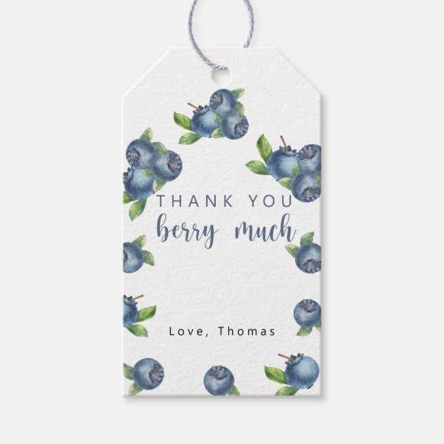 Etiqueta Para Presente Obrigado de festa de aniversário de mirtilo (Frente)