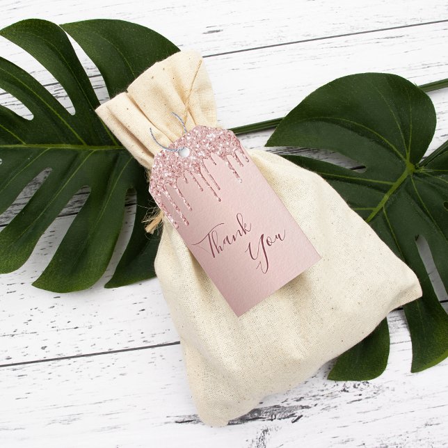 Etiqueta Para Presente obrigado de gotejamento festa de aniversário rosa  (Criador carregado)