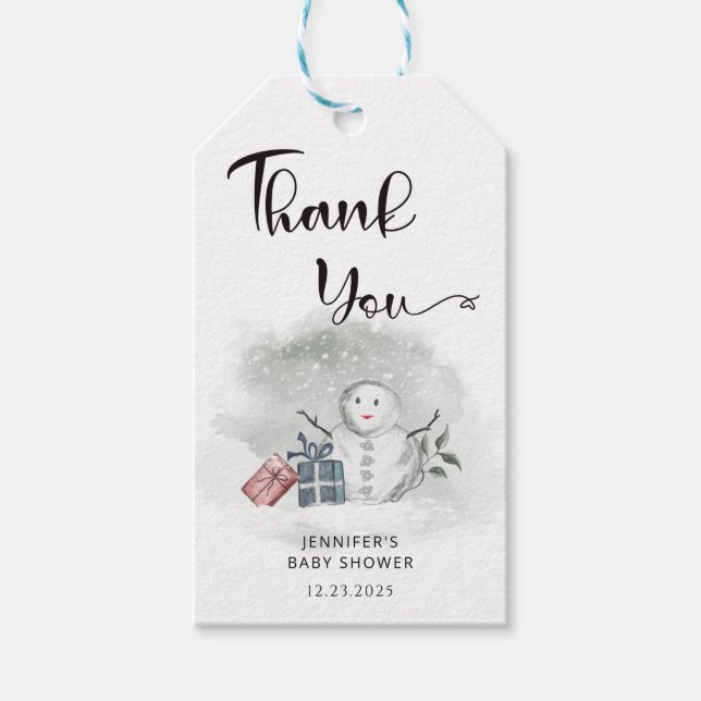 Etiqueta Para Presente Obrigado de inverno (Frente)