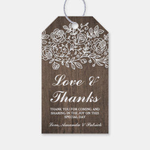 Etiqueta Para Presente Obrigado de madeira rústico do casamento do laço