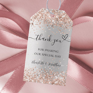 Etiqueta Para Presente Obrigado de ouro rosa de prata seu casamento