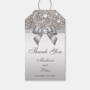 Etiqueta Para Presente Obrigado de prata elegante do arco dos Sequins