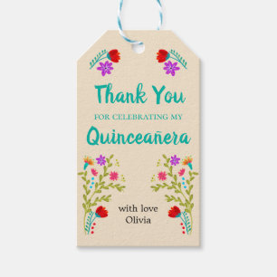 Etiqueta Para Presente Obrigado de Quinceanera você floral verde de