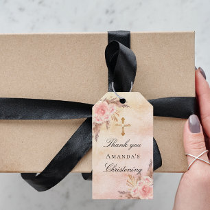 Etiqueta Para Presente Obrigado de rosa de grama de palha de anjo