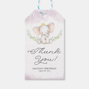 Etiqueta Para Presente Obrigado do aniversário do elefante do bebê da