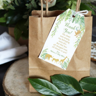 Etiqueta Para Presente Obrigado do chá de fraldas do safari de selva voc
