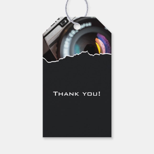 Etiqueta Para Presente Obrigado do Fotógrafo em Preto e Branco  (Frente)