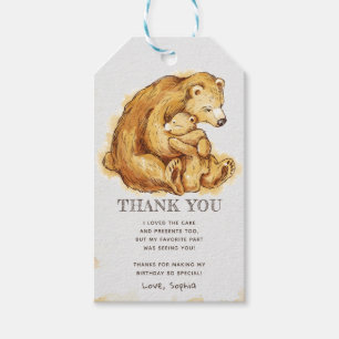 Etiqueta Para Presente Obrigado do urso da aguarela você