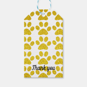 Etiqueta Para Presente Obrigado Dourada Glitter Paw Imprime Casamentos Bo