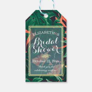 Etiqueta Para Presente Obrigado Dourado floral tropical do chá de panela
