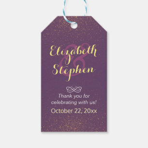 Etiqueta Para Presente Obrigado Dourado roxo chique do casamento da