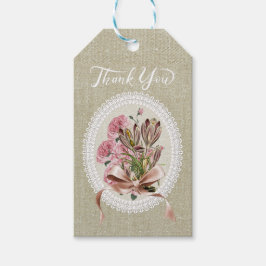Etiqueta Para Presente Obrigado efeito de textura elegante Floral kraft