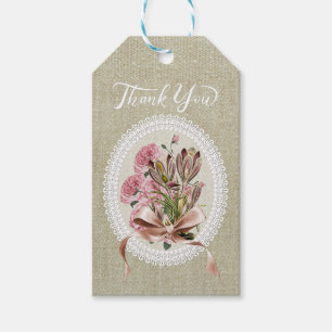 Etiqueta Para Presente Obrigado efeito de textura elegante Floral kraft