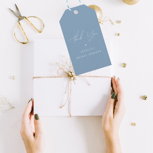 Etiqueta Para Presente Obrigado Elegante Algo Azul Chá de Noiva (Criador carregado)