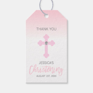 Etiqueta Para Presente OBRIGADO elegante da cruz do rosa de bebê VOCÊ