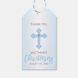 Etiqueta Para Presente OBRIGADO elegante da cruz dos azuis bebés VOCÊ