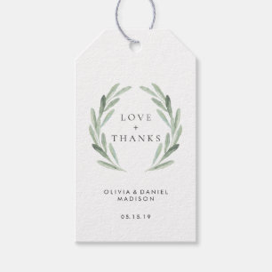 Etiqueta Para Presente Obrigado elegante do casamento da grinalda verde