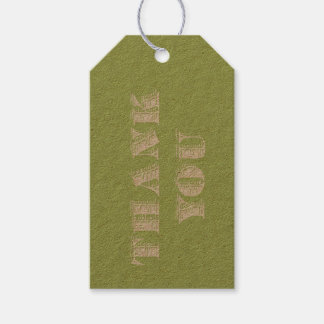 Etiqueta Para Presente Obrigado em Russo Woodcut Typografia Green