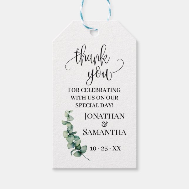 Etiqueta Para Presente Obrigado, eucalyptus. (Frente)